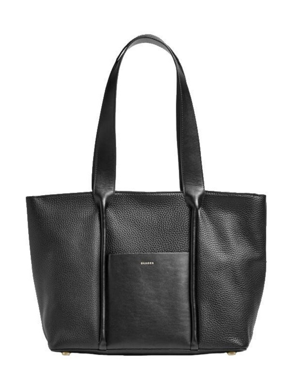 Skagen Lisabet Black Leather Tote Bag Large Pebbled Leather Work Travel
